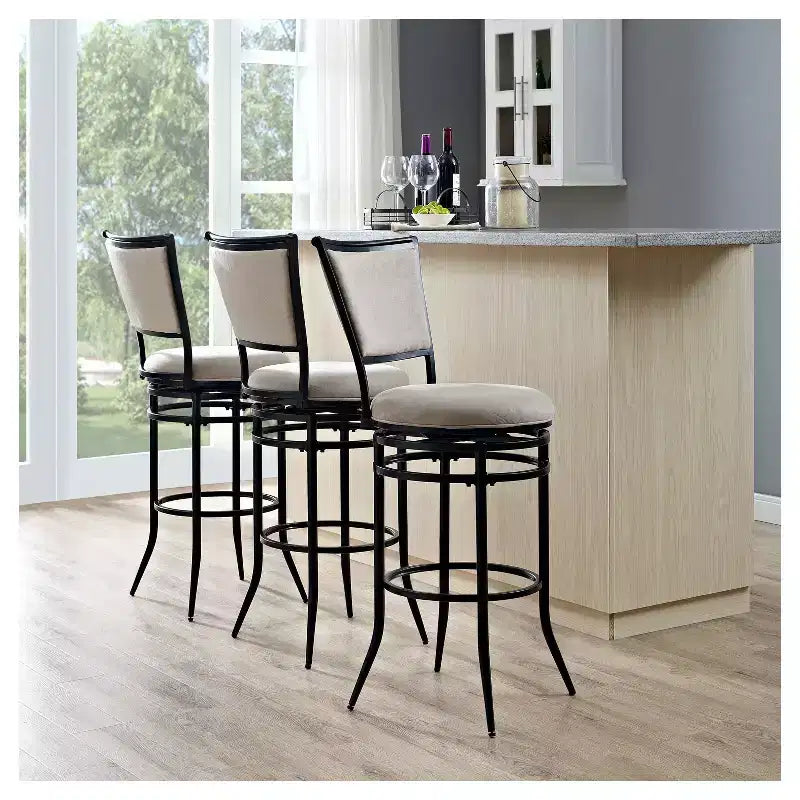 Rachel Swivel Barstool Black with Cushion - Crosley