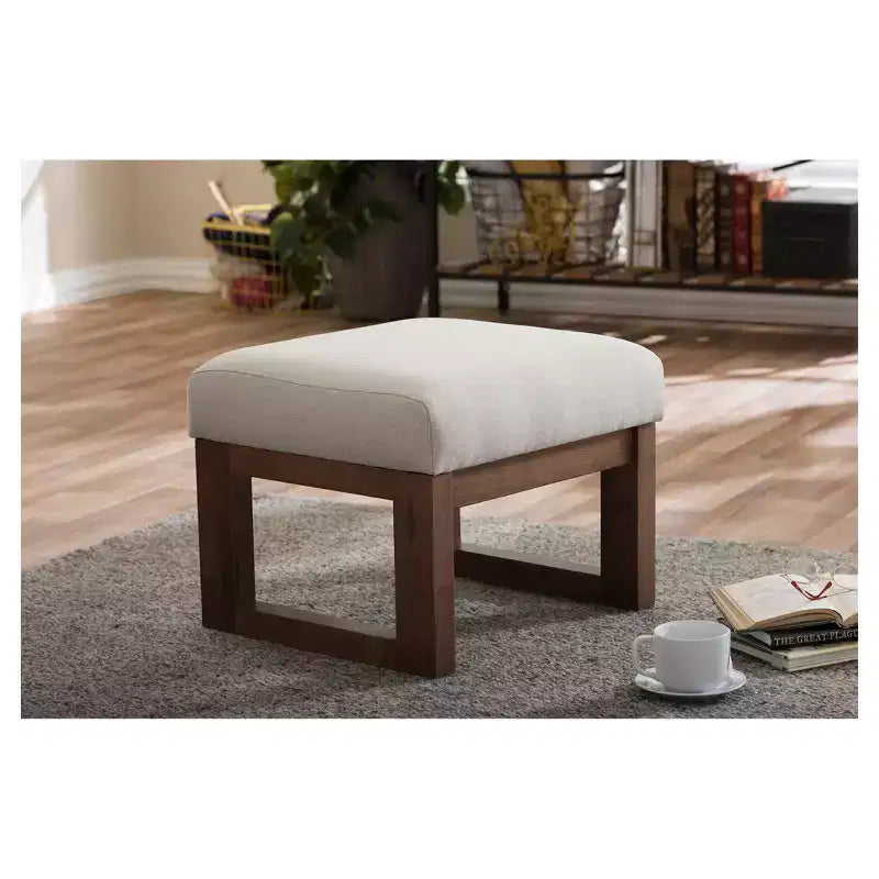 Tabouret ottoman rembourré en tissu de style rétro-moderne Yashiya Mid-Century - Baxton Studio