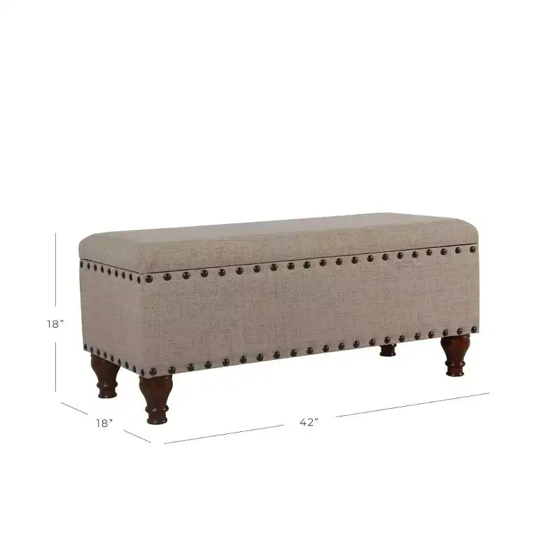 Large Storage Bench with Nailhead Trim - HomePop