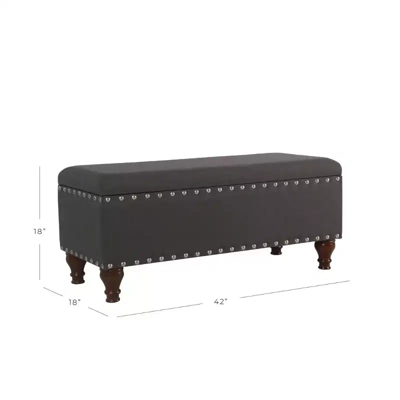 Large Storage Bench with Nailhead Trim - HomePop