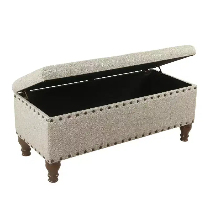 Large Storage Bench with Nailhead Trim - HomePop
