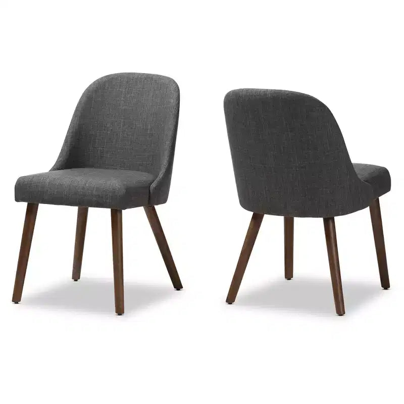 Set of 2 Cody Mid Century Modern Walnut Finished Wood Fabric Upholstered Dining Chair - Baxton Studio