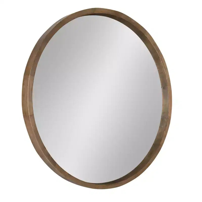 Kate and Laurel Hutton Round Decorative Wood Frame Wall Mirror