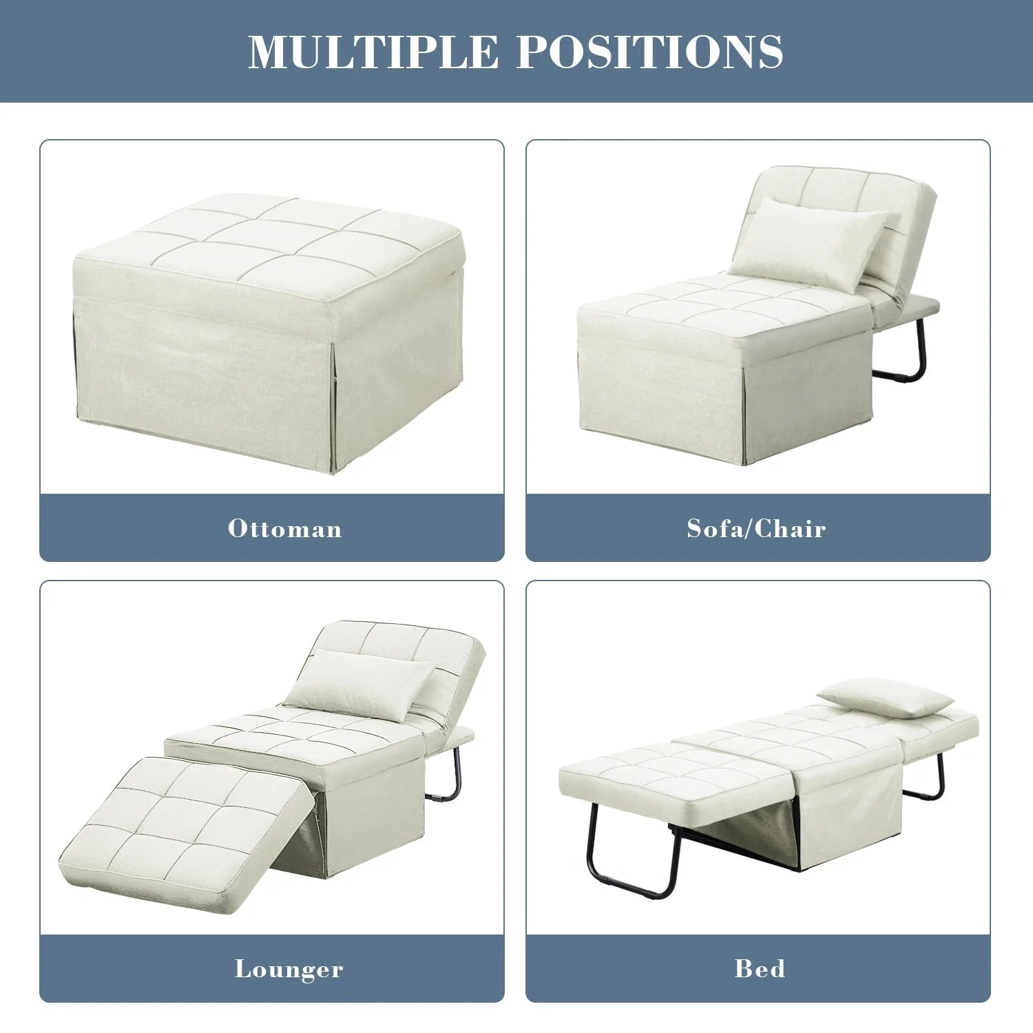 Canapé convertible Lit d'appoint Fauteuil-lit Canapé pliant Pouf Fauteuils inclinables pour le salon