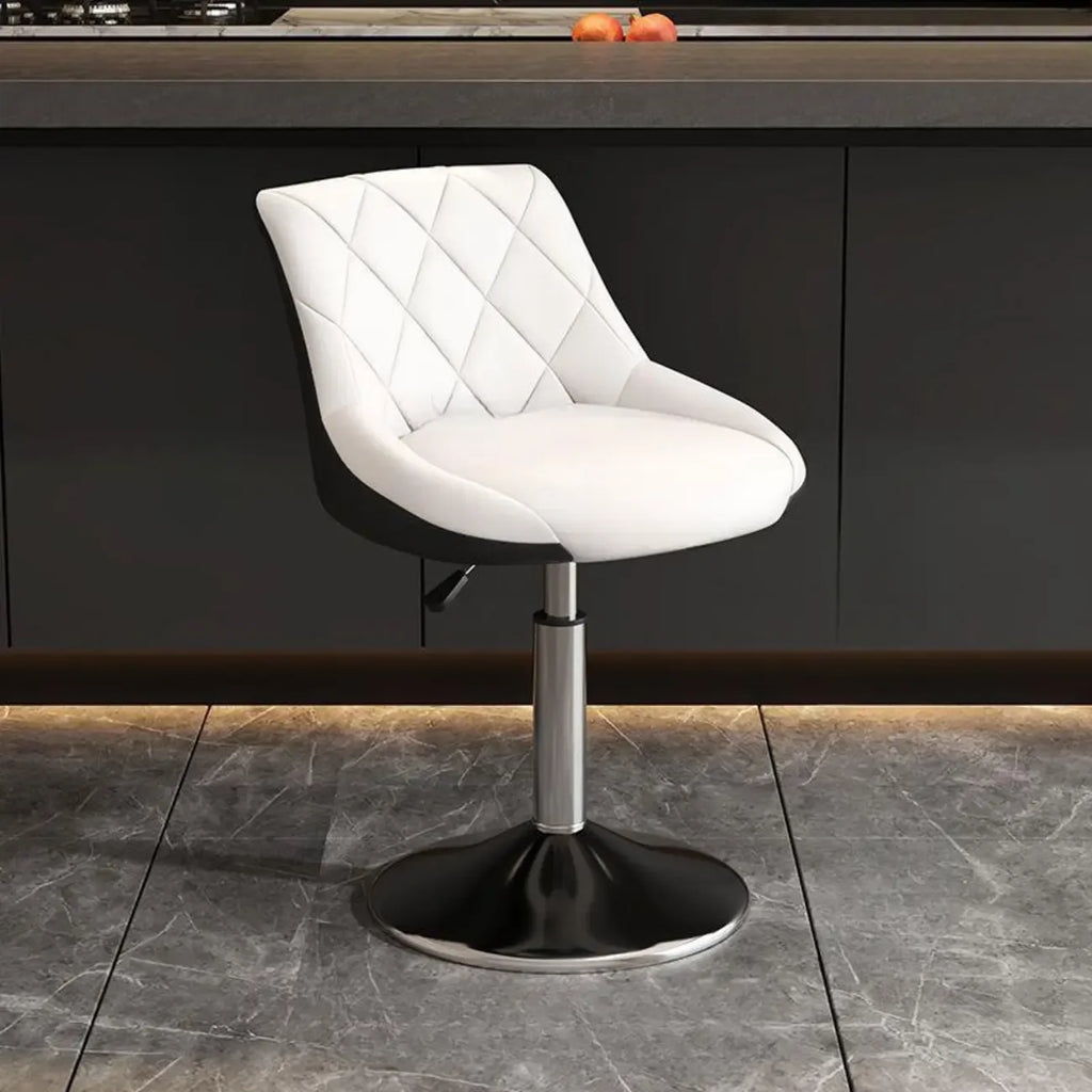 Tabouret de bar pivotant, capitonné en losanges, réglable, cuir PU noir et rouge