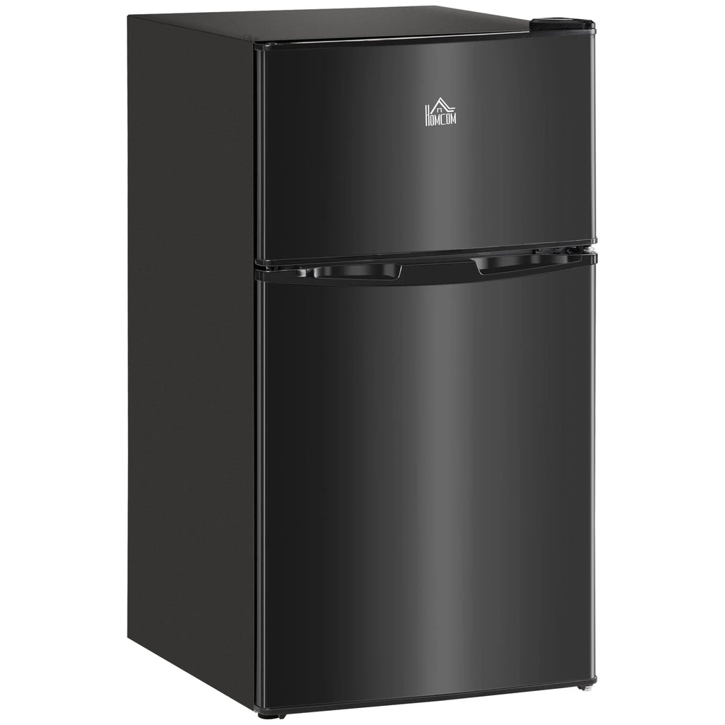 Mini-réfrigérateur HOMCOM à deux portes avec congélateur, réfrigérateur compact de 3,2 pi³ avec étagère réglable, thermostat réglable