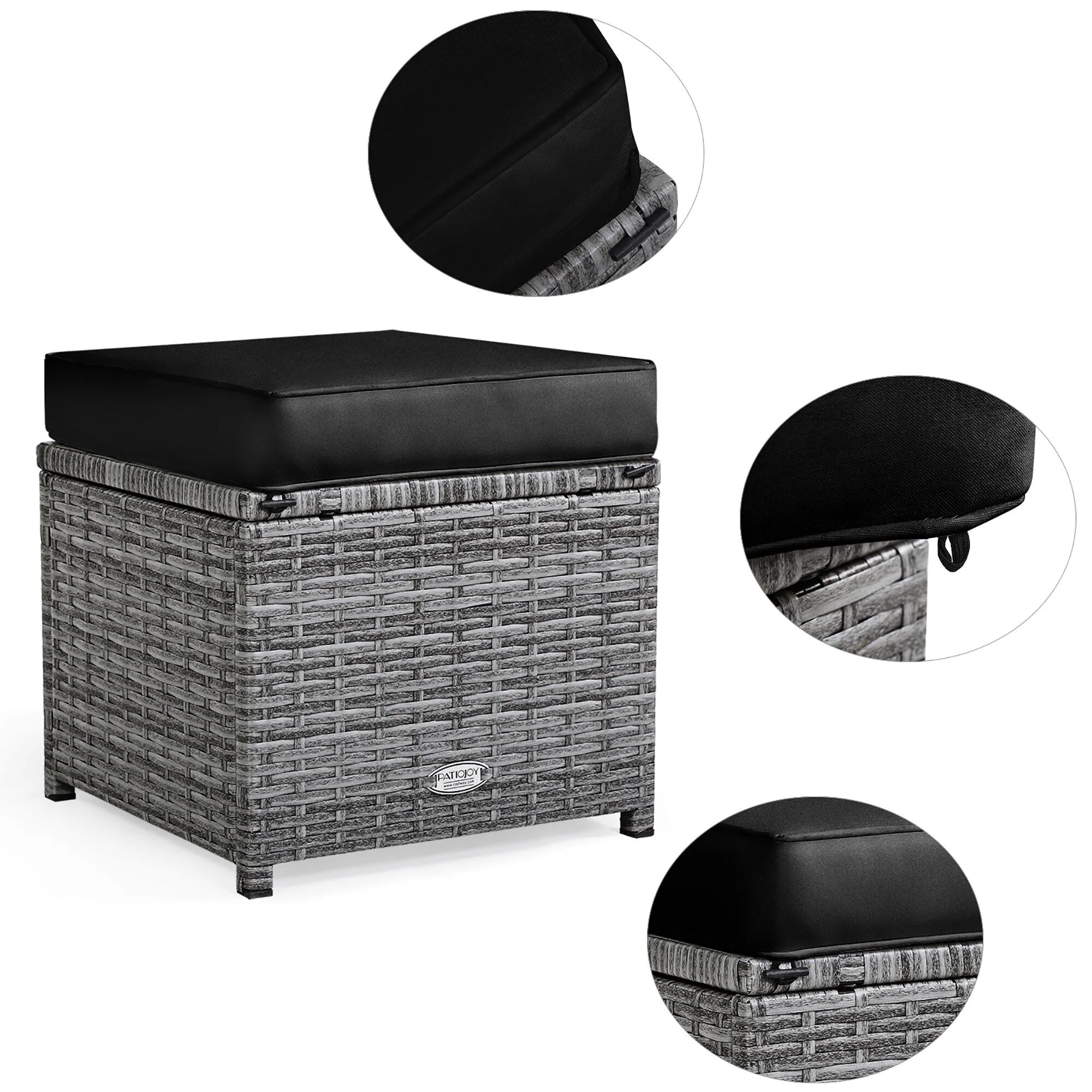 Ensemble de salle à manger Costway 7 pièces en rotin pour terrasse, canapé sectionnel et pouf - Voir détails