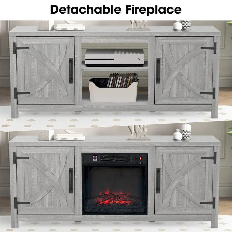 Meuble console de 147 cm avec foyer électrique pour téléviseurs jusqu'à 65 pouces