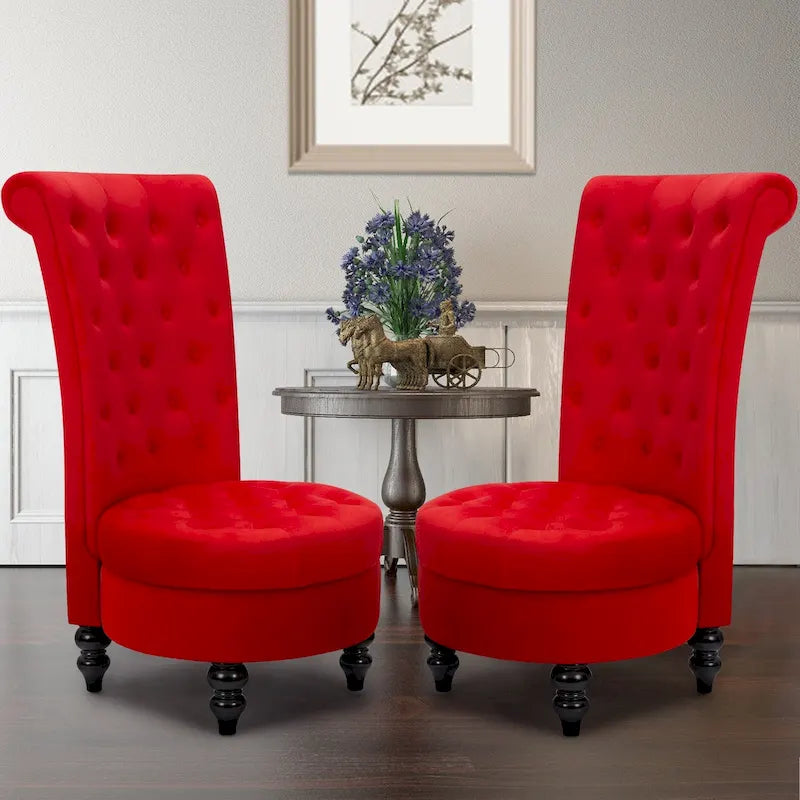 AVAWING Lot de 2 chaises de trône royales rembourrées et pieds en bois d'hévéa