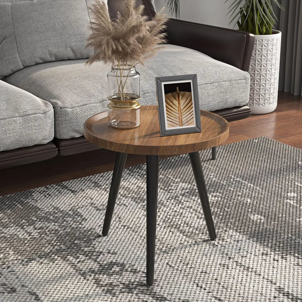 Table d'appoint ronde en bois blanc pour le salon