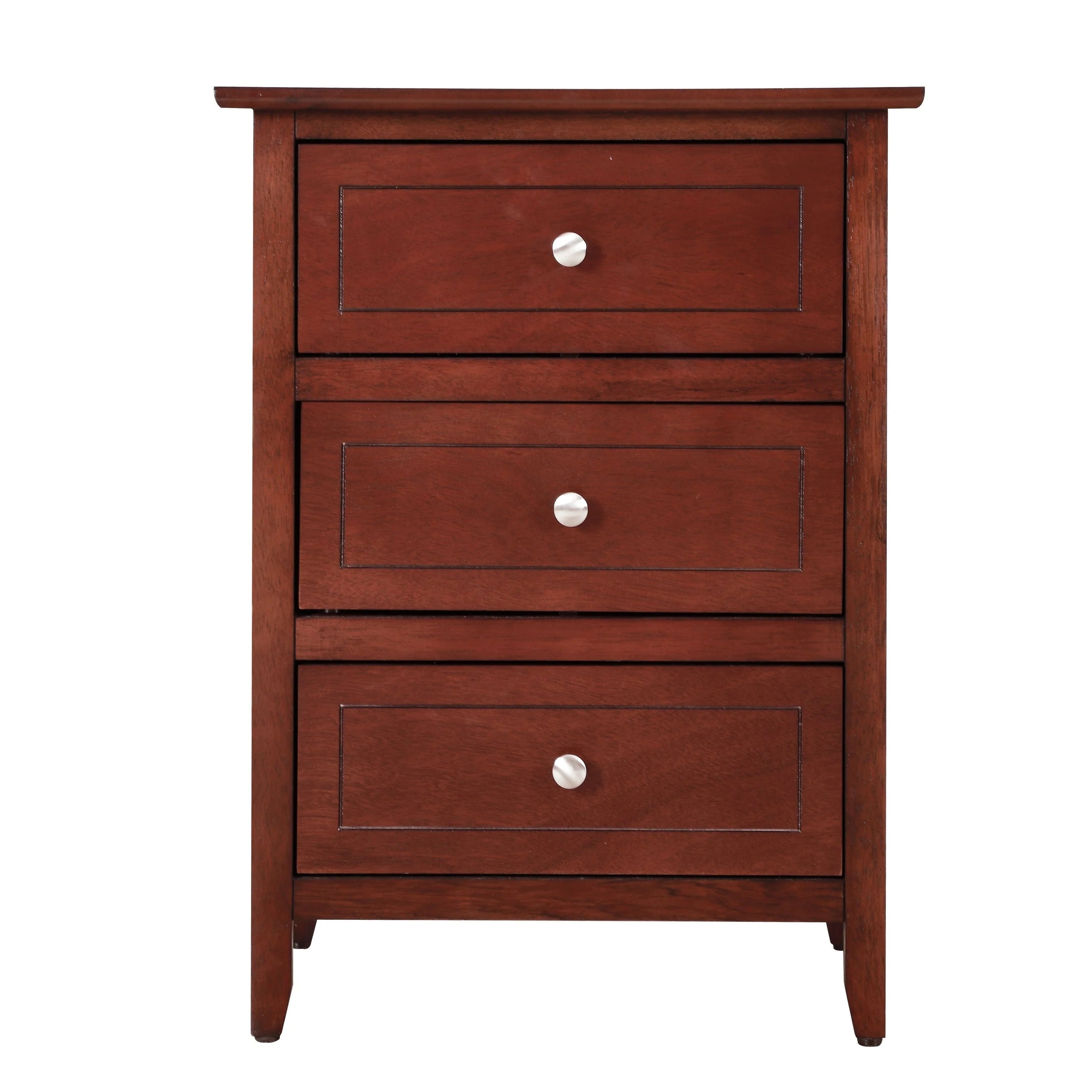 Table de chevet Daniel de style transitionnel en bois, à 3 tiroirs