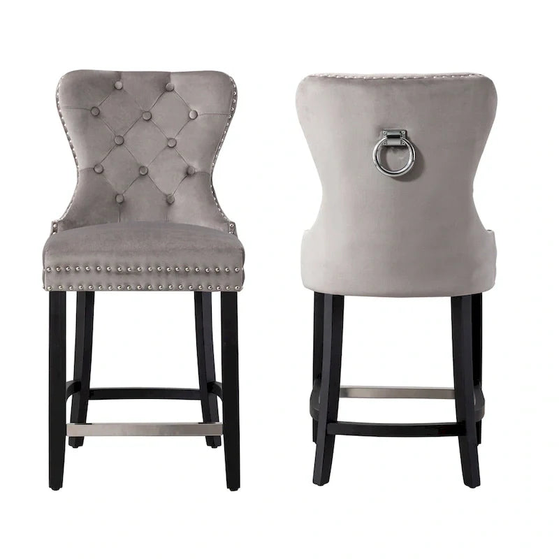 Tabouret de comptoir Carter 24 Wingback Tufted Nailhead (lot de 2)