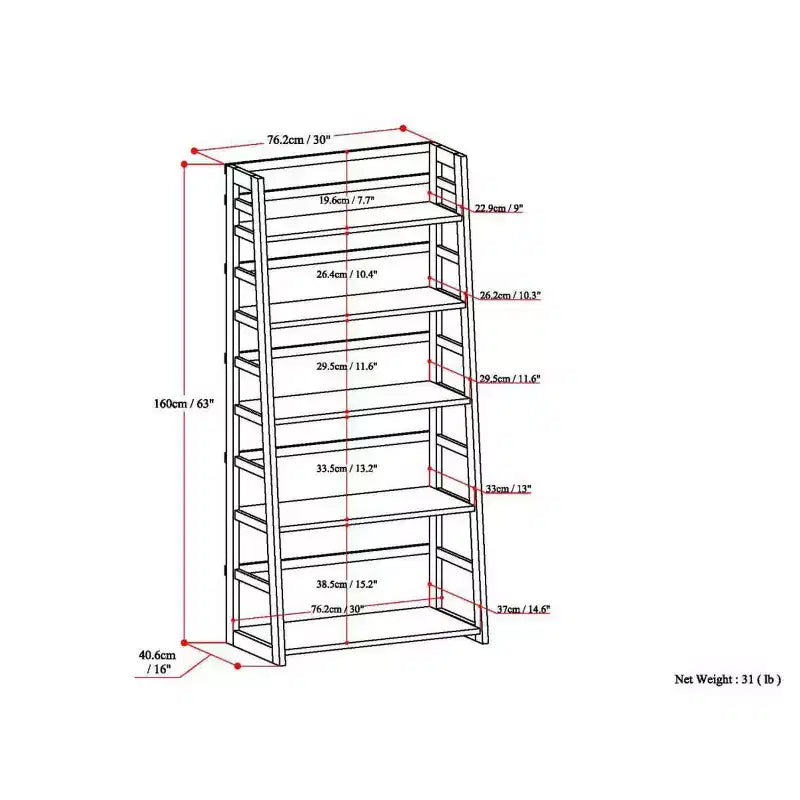 63x30 Normandy Ladder Shelf Bookcase Farmhouse - Wyndenhall