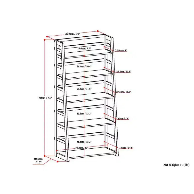 63x30 Normandy Ladder Shelf Bookcase Farmhouse - Wyndenhall
