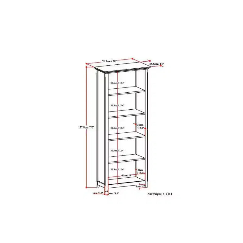 Halifax 5 Shelf Bookshelf - WyndenHall