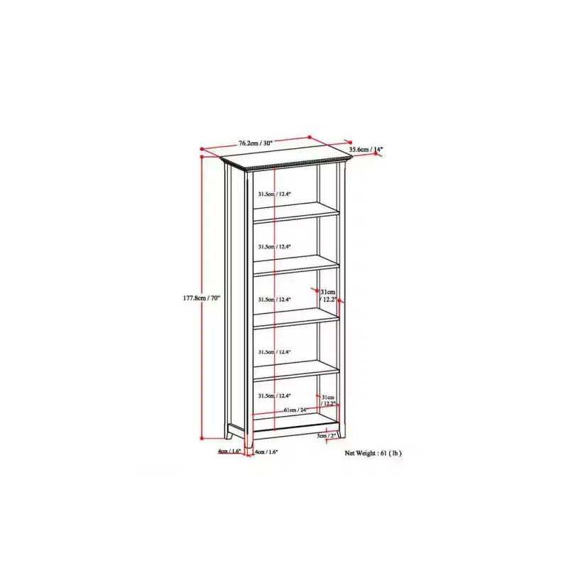 Halifax 5 Shelf Bookshelf - WyndenHall