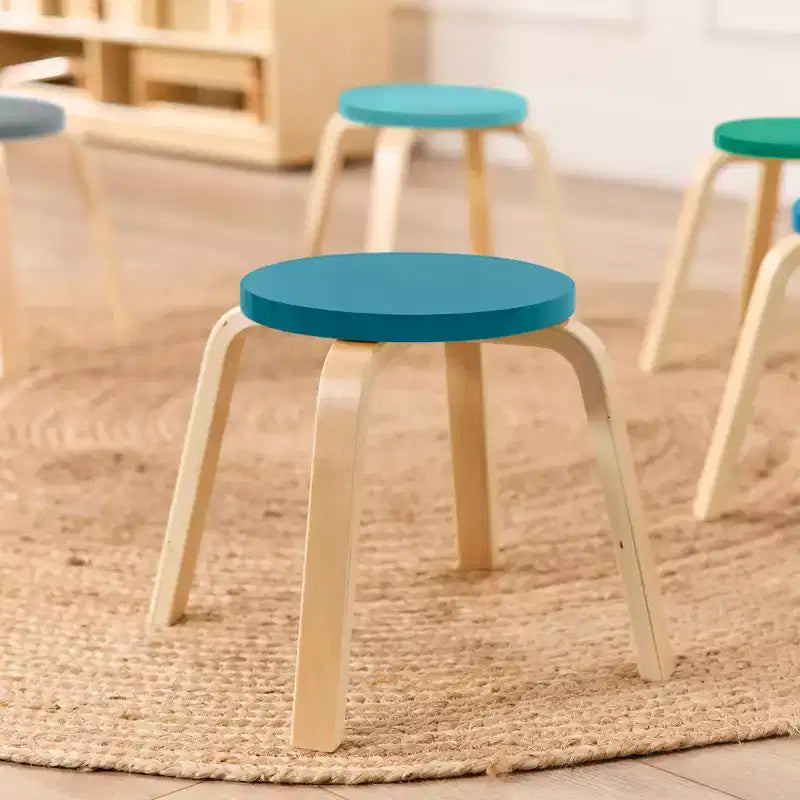 ECR4Kids Bentwood Stackable Stools, 12in Seat Height, Classroom Furniture, 6-Piece