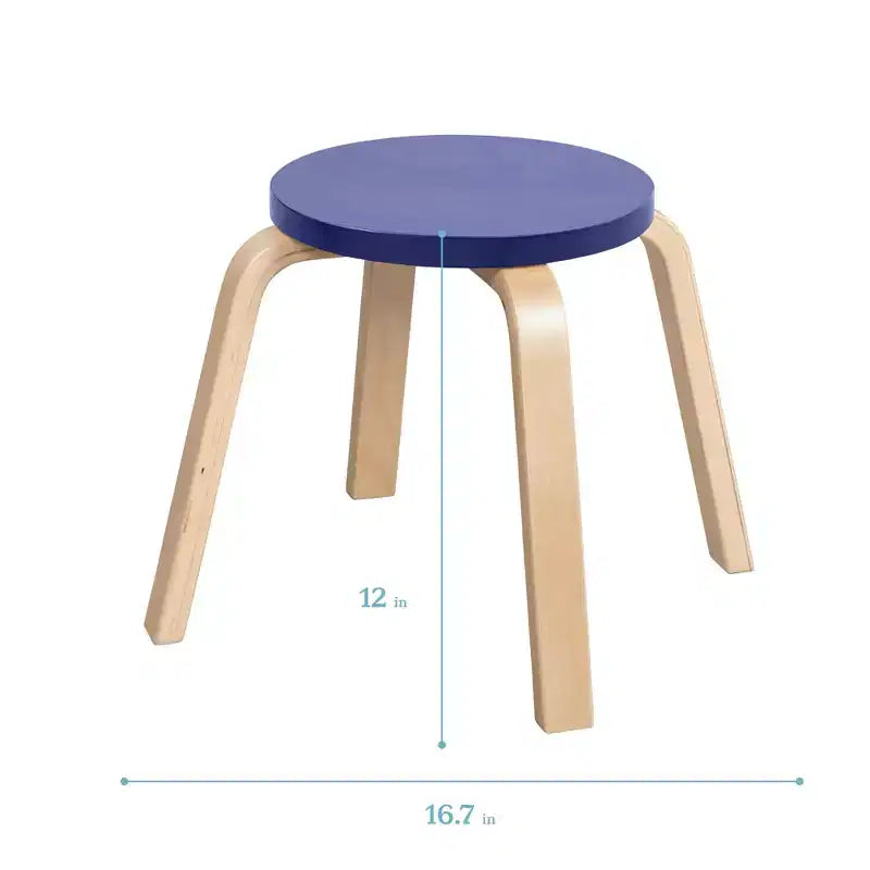 ECR4Kids Bentwood Stackable Stools, 12in Seat Height, Classroom Furniture, 6-Piece