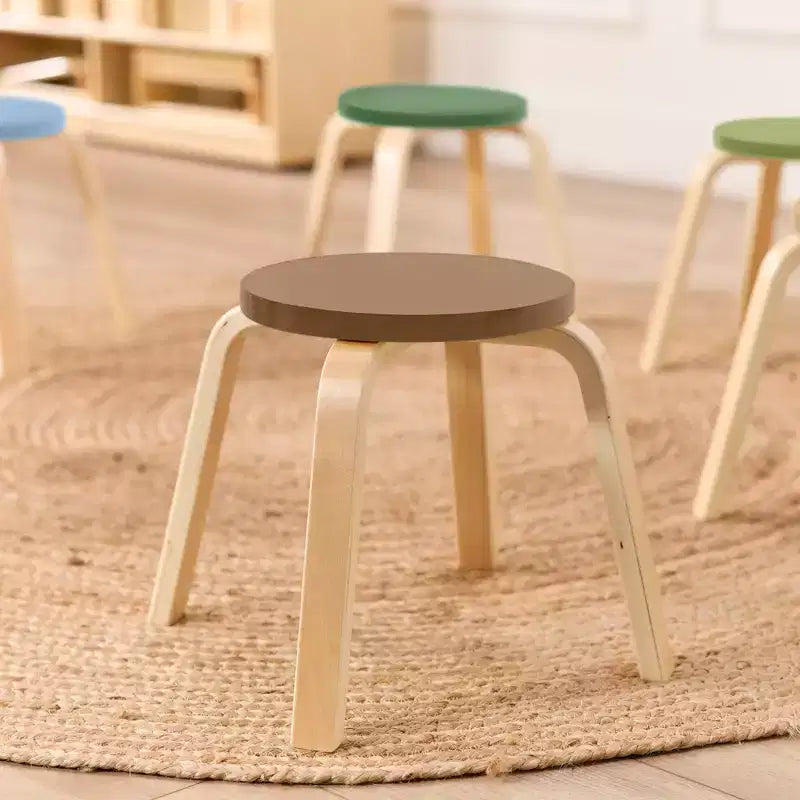 ECR4Kids Bentwood Stackable Stools, 12in Seat Height, Classroom Furniture, 6-Piece
