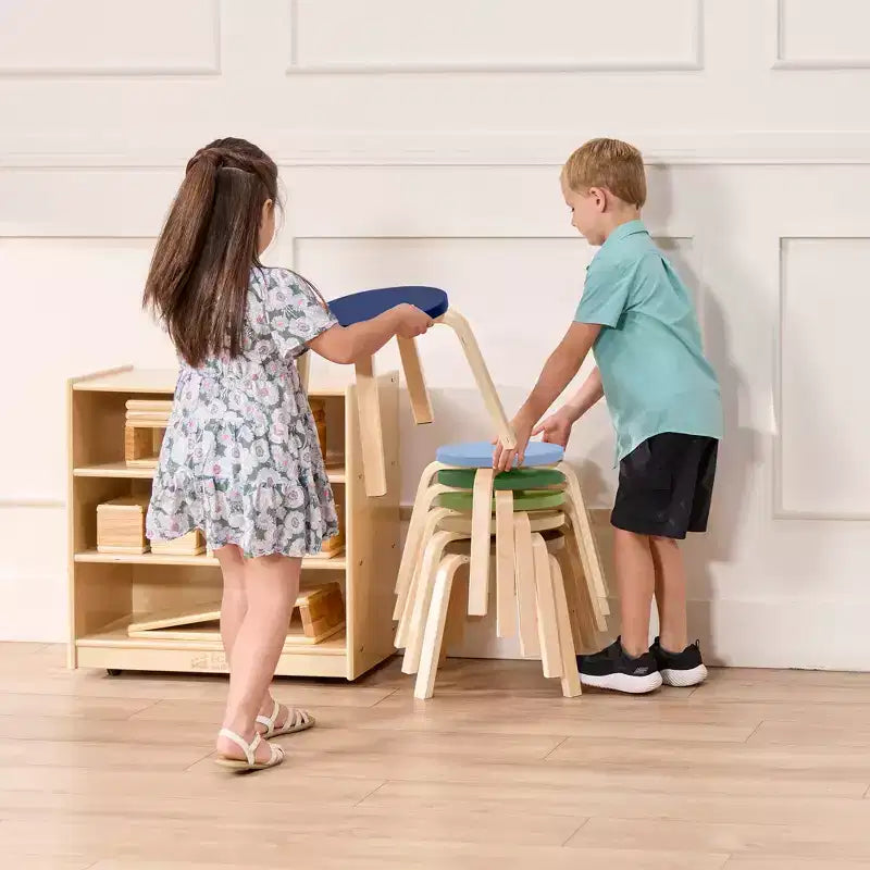 ECR4Kids Bentwood Stackable Stools, 12in Seat Height, Classroom Furniture, 6-Piece