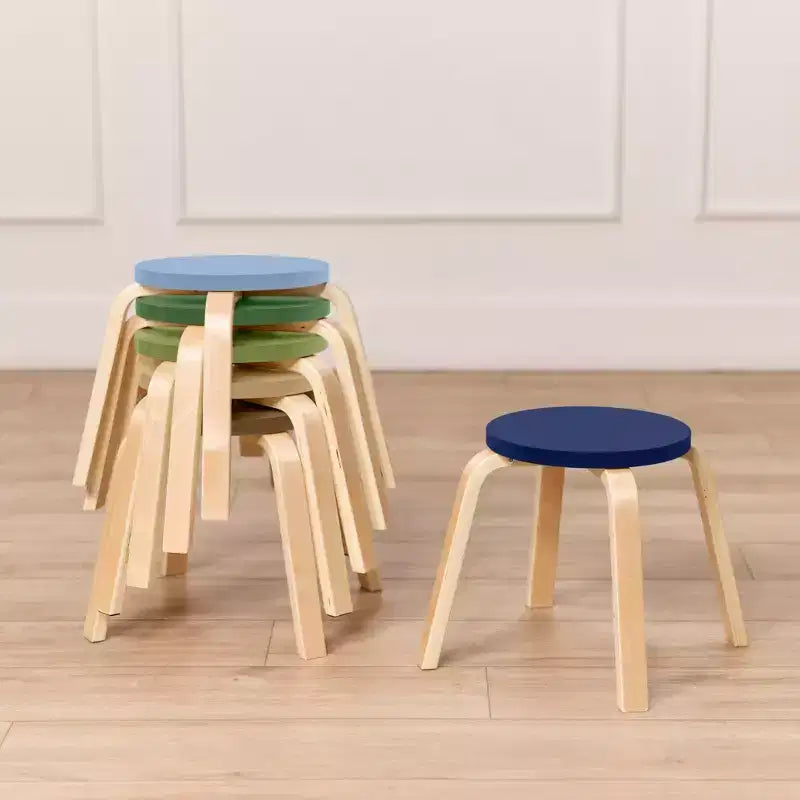 ECR4Kids Bentwood Stackable Stools, 12in Seat Height, Classroom Furniture, 6-Piece