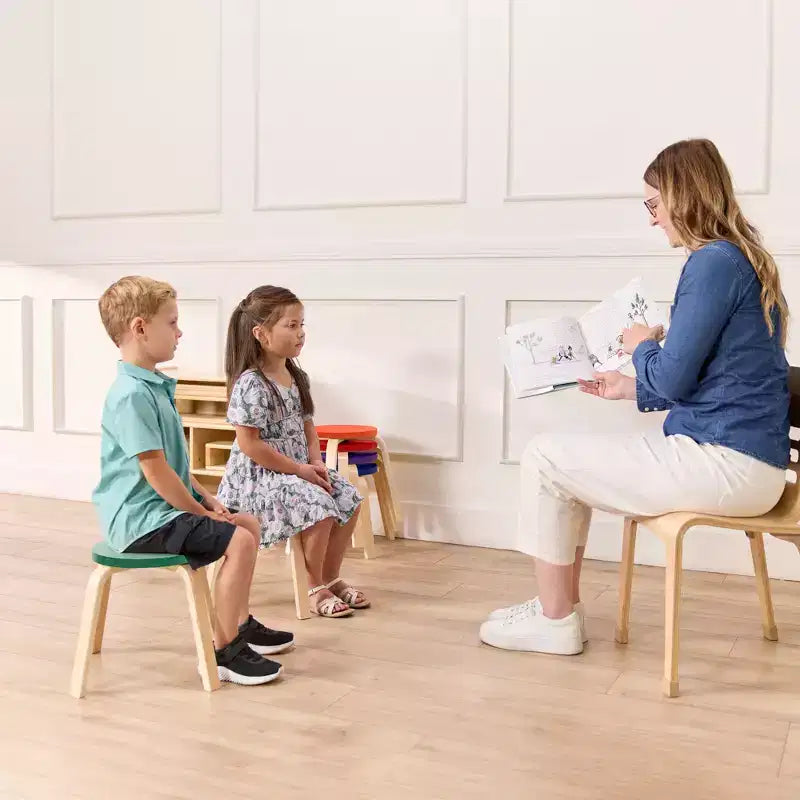 ECR4Kids Bentwood Stackable Stools, 12in Seat Height, Classroom Furniture, 6-Piece