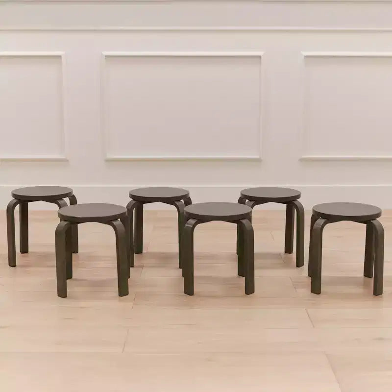 ECR4Kids Bentwood Stackable Stools, 12in Seat Height, Classroom Furniture, 6-Piece