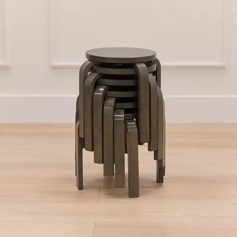 ECR4Kids Bentwood Stackable Stools, 12in Seat Height, Classroom Furniture, 6-Piece