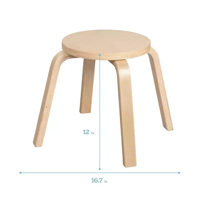 ECR4Kids Bentwood Stackable Stools, 12in Seat Height, Classroom Furniture, 6-Piece