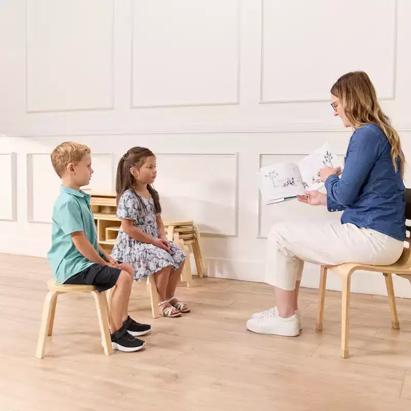 ECR4Kids Bentwood Stackable Stools, 12in Seat Height, Classroom Furniture, 6-Piece