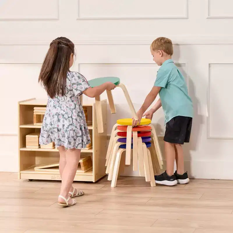 ECR4Kids Bentwood Stackable Stools, 12in Seat Height, Classroom Furniture, 6-Piece