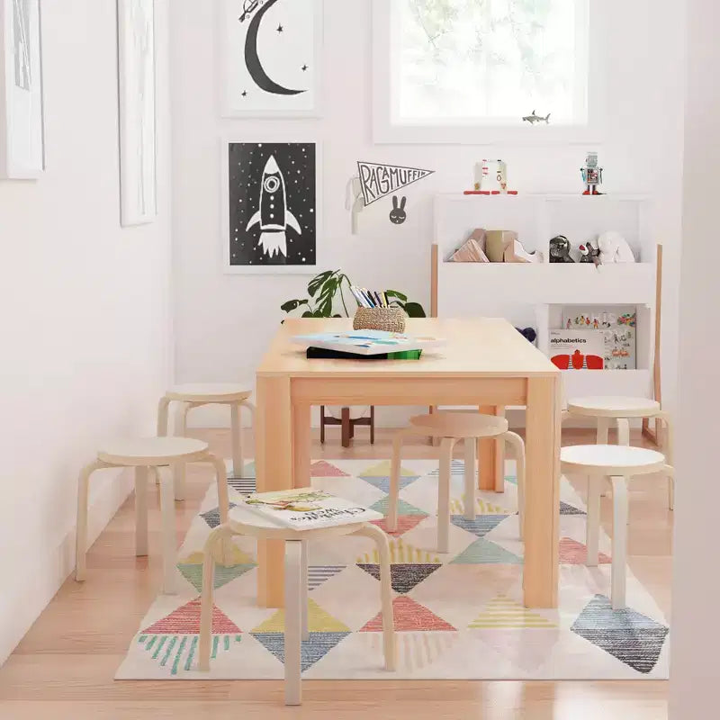 ECR4Kids Bentwood Stackable Stools, 12in Seat Height, Classroom Furniture, 6-Piece