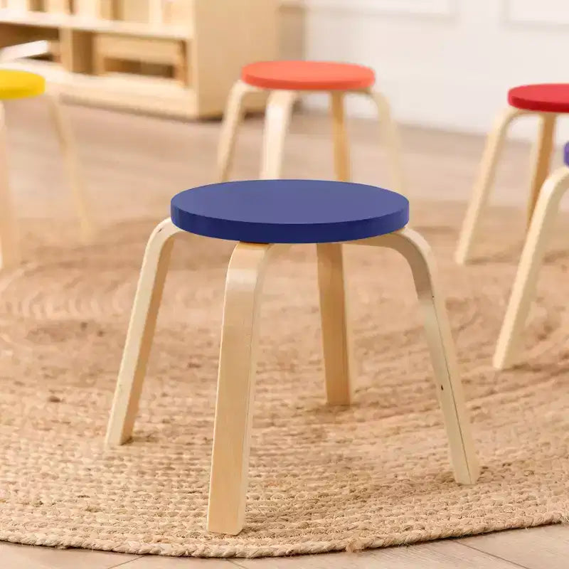 ECR4Kids Bentwood Stackable Stools, 12in Seat Height, Classroom Furniture, 6-Piece