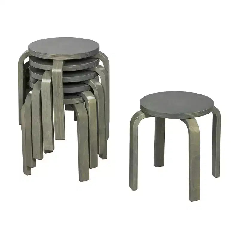Tabourets empilables en bois cintré ECR4Kids, hauteur d'assise 30,5 cm, mobilier de classe, lot de 6