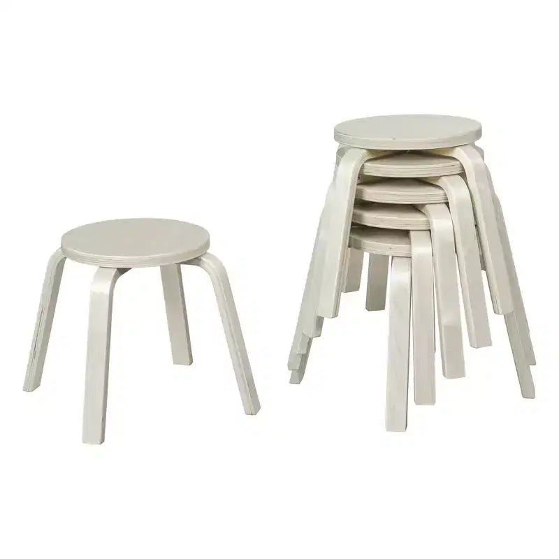 Tabourets empilables en bois cintré ECR4Kids, hauteur d'assise 30,5 cm, mobilier de classe, lot de 6