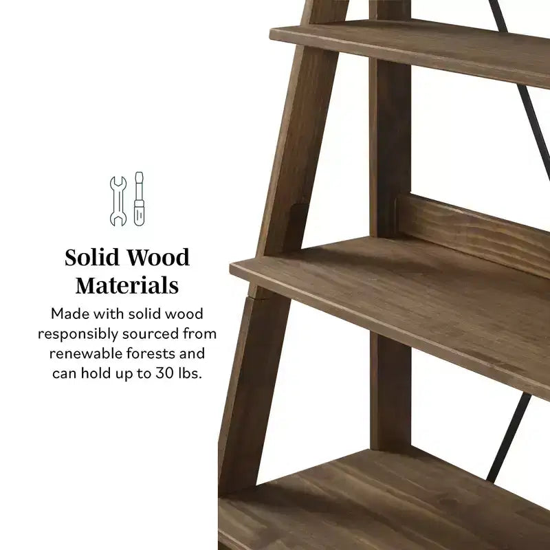 68.25 Boho 4 Tier Solid Wood Ladder Bookshelf Plant Stand - Saracina Home