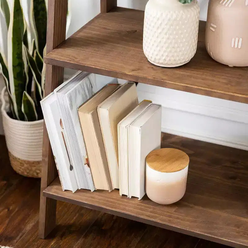68.25 Boho 4 Tier Solid Wood Ladder Bookshelf Plant Stand - Saracina Home