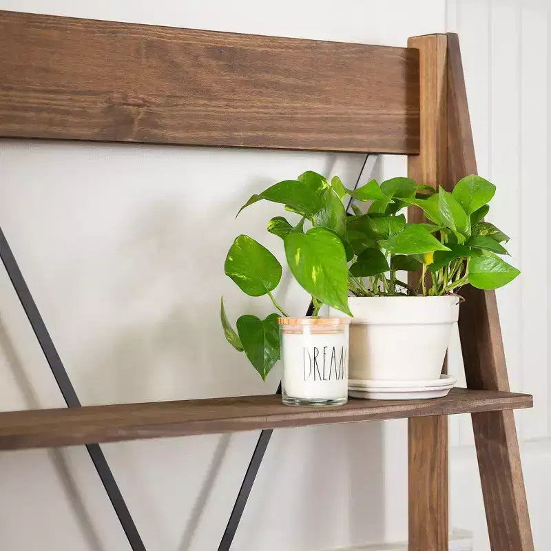 68.25 Boho 4 Tier Solid Wood Ladder Bookshelf Plant Stand - Saracina Home