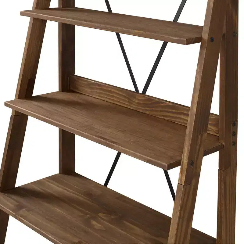 68.25 Boho 4 Tier Solid Wood Ladder Bookshelf Plant Stand - Saracina Home