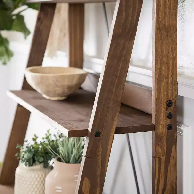 68.25 Boho 4 Tier Solid Wood Ladder Bookshelf Plant Stand - Saracina Home