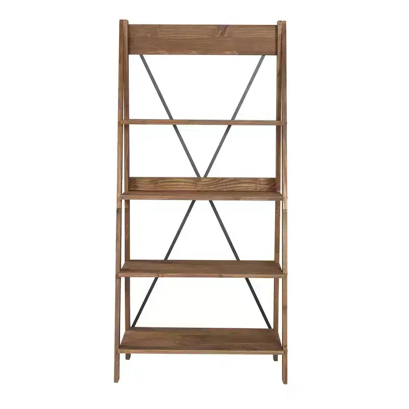 68.25 Boho 4 Tier Solid Wood Ladder Bookshelf Plant Stand - Saracina Home