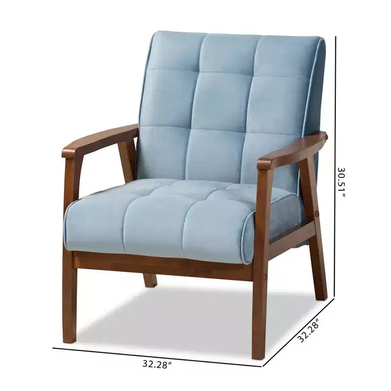 Asta Velvet Upholstered Wood Armchair - Baxton Studio