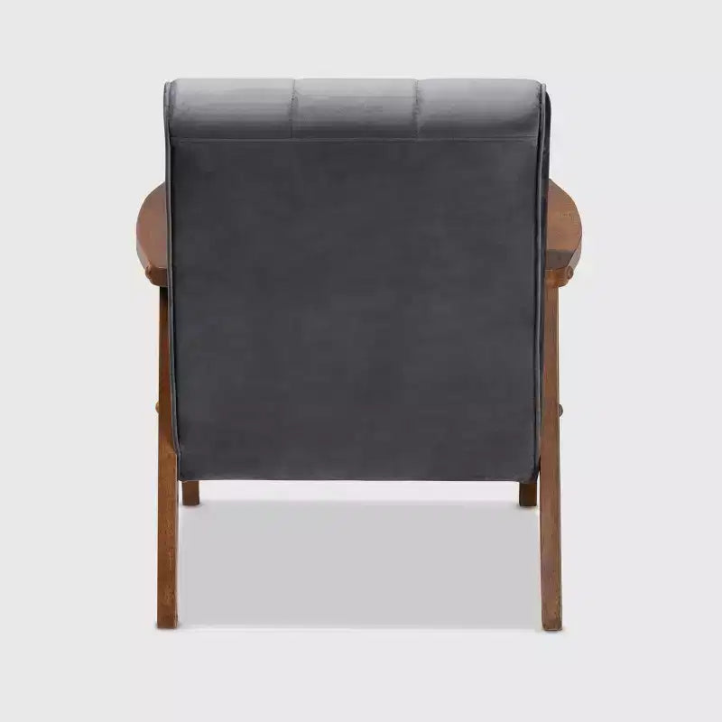 Asta Velvet Upholstered Wood Armchair - Baxton Studio