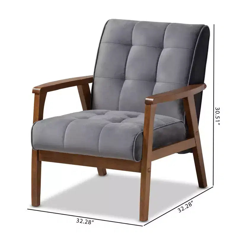 Asta Velvet Upholstered Wood Armchair - Baxton Studio