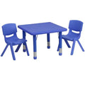 Flash Furniture 24 Square Plastic Height Adjustable Activity Table Set with 2 Chairs