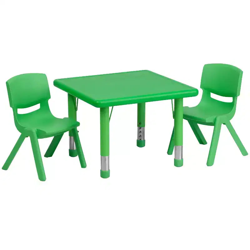 Flash Furniture Ensemble de 2 chaises avec table d'activité carrée en plastique de 24 po à hauteur réglable