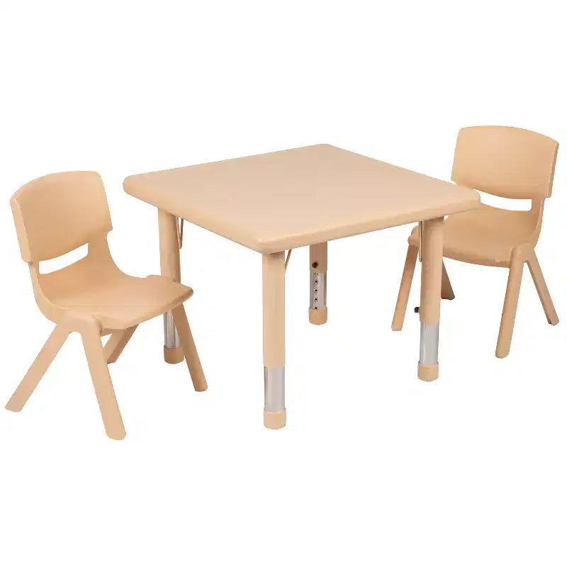 Flash Furniture Ensemble de 2 chaises avec table d'activité carrée en plastique de 24 po à hauteur réglable