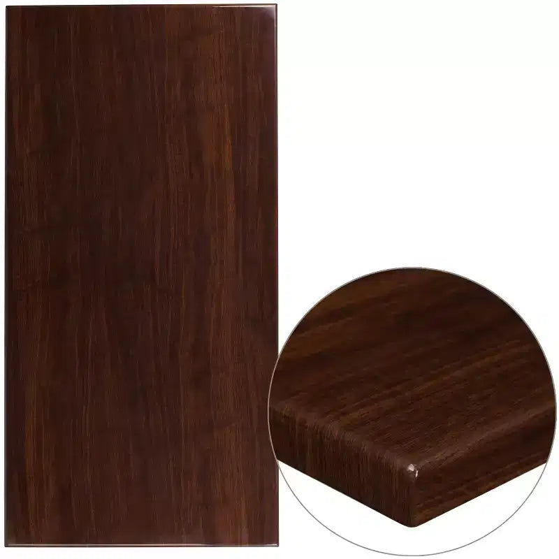 Dessus de table en résine très brillante Flash Furniture 76 x 152 cm avec bord tombant de 5 cm