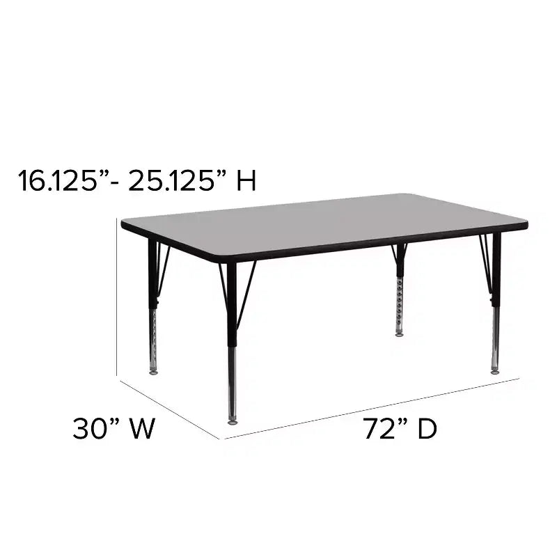 Flash Furniture 30''W x 72''L Rectangular Thermal Laminate Activity Table - Height Adjustable Short Legs