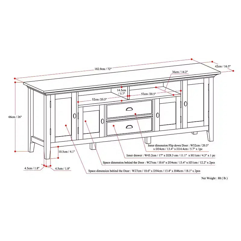 Mansfield TV Stand for TVs up to 80 - WyndenHall